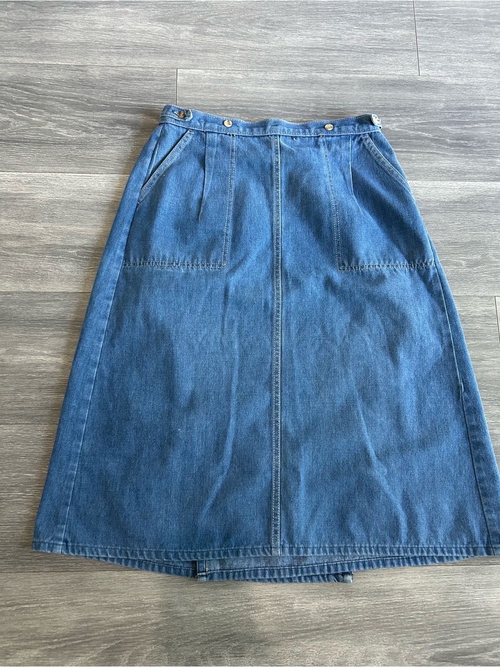 Classic vintage Blue Denim A-Line Wrap Skirt Adjustable